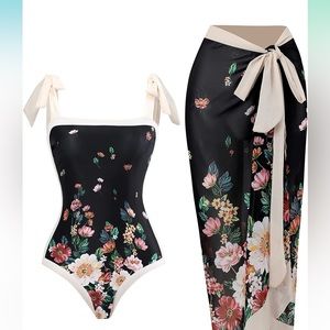 One piece swimsuit and matching skirt/ coverup